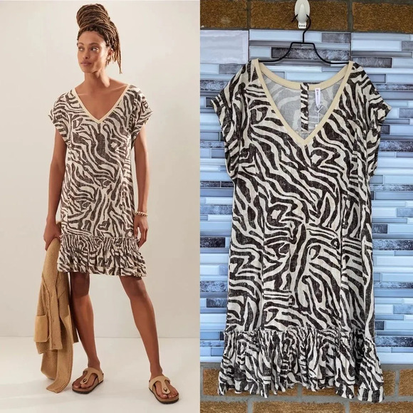 Daily Practice by Anthropologie Ruffled Mini Dress in Beige small - Picture 1 of 15